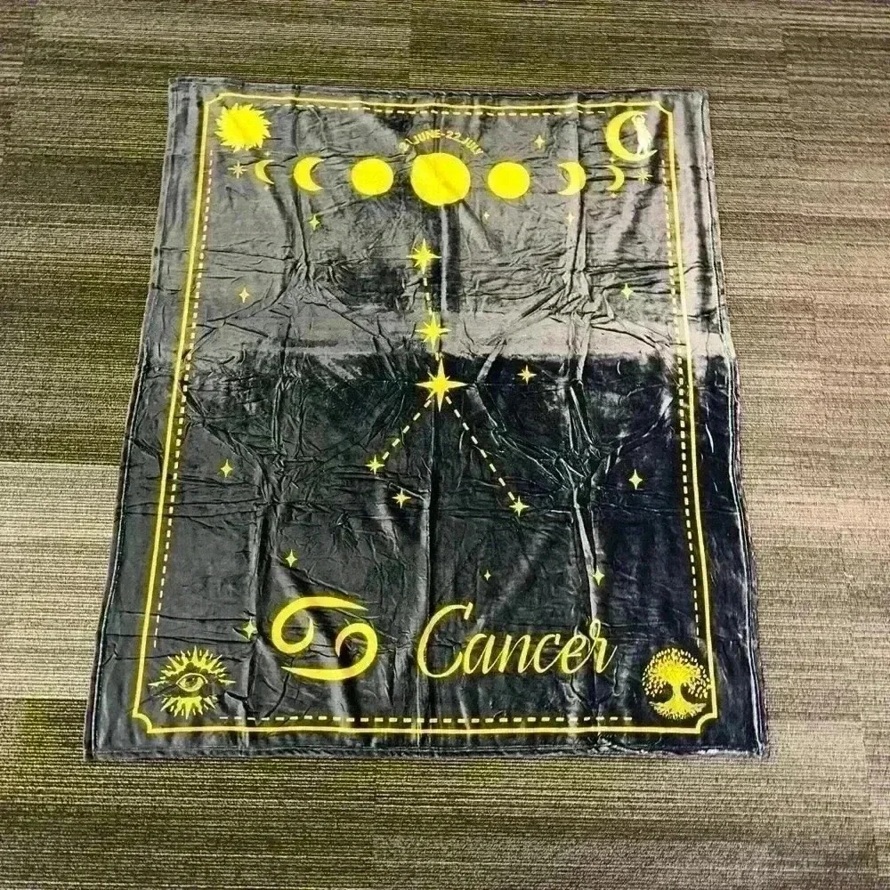 Cancer Zodiac Throw Blanket Gray Yellow 50